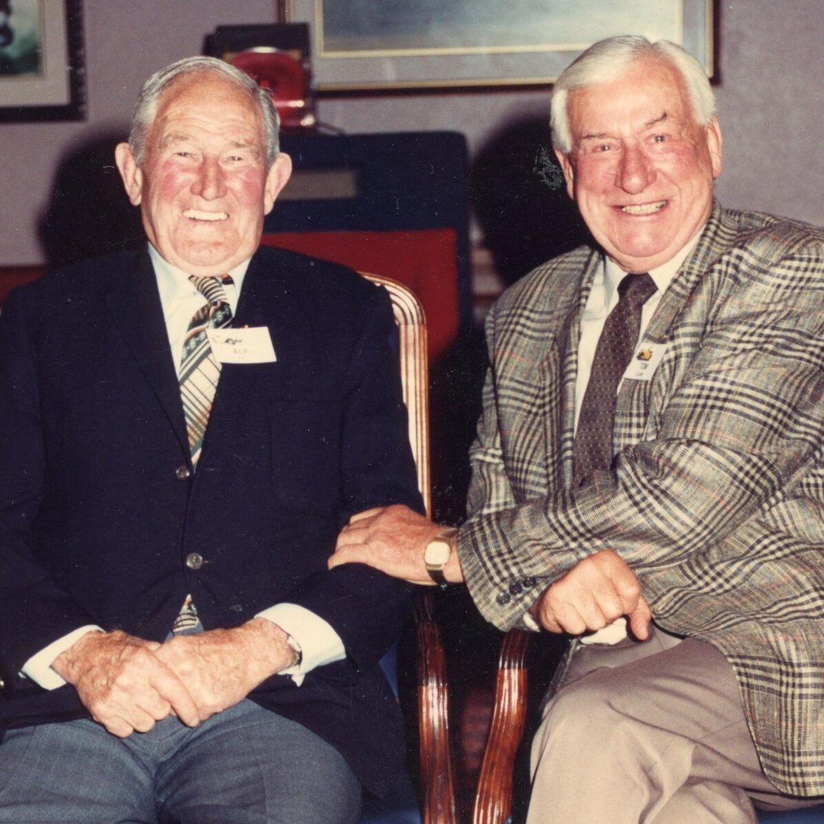 Alf and Tom Clark at Alf's retirement. Courtesy of Alf Way.